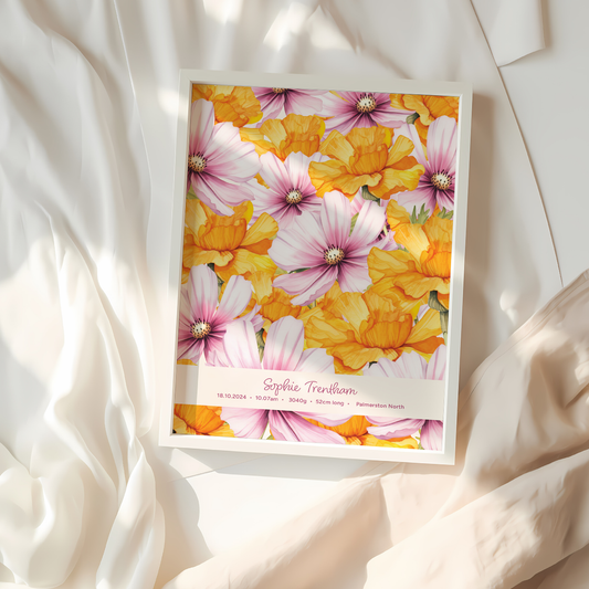full bloom | baby keepsake print
