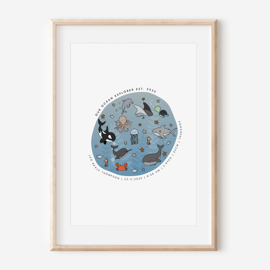 under the sea birth print