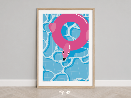 Ricardo the Flamingo | Pool Floatie Art Print