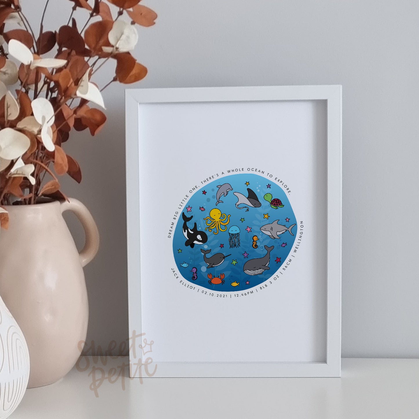 under the sea birth print