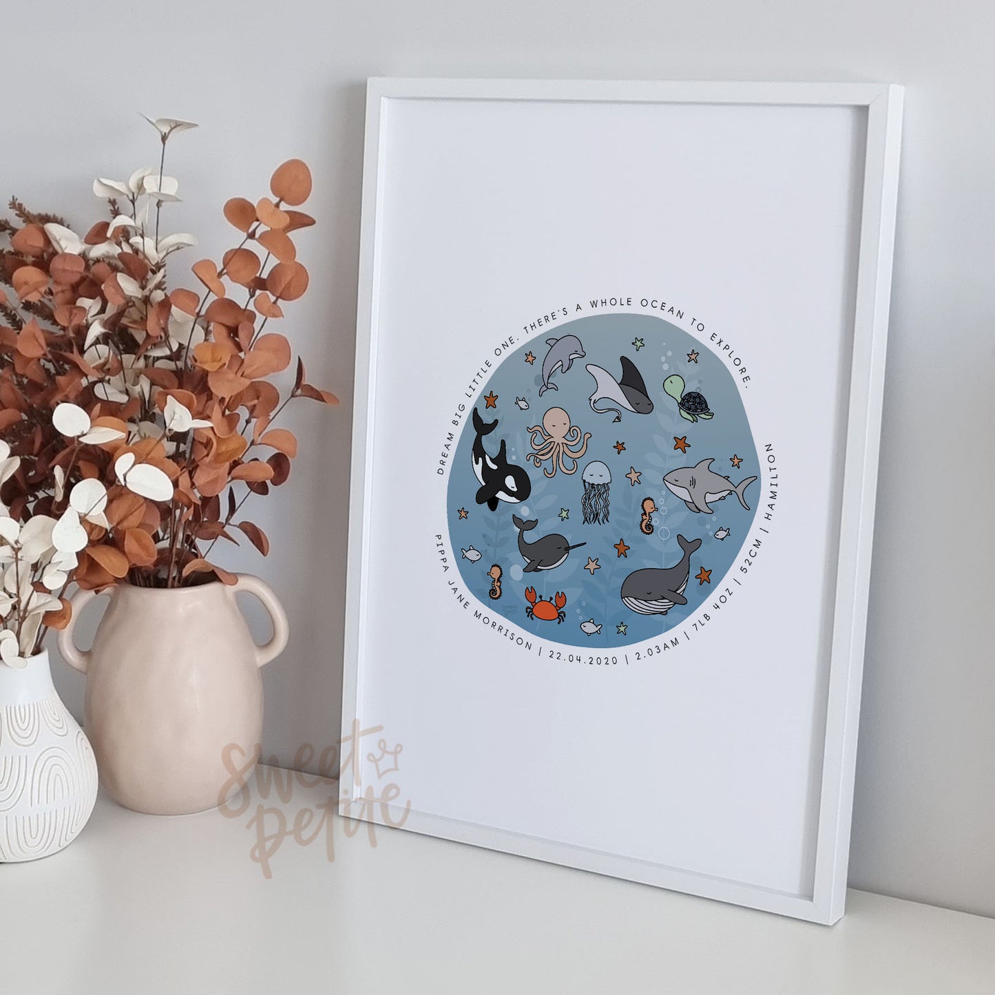 under the sea birth print