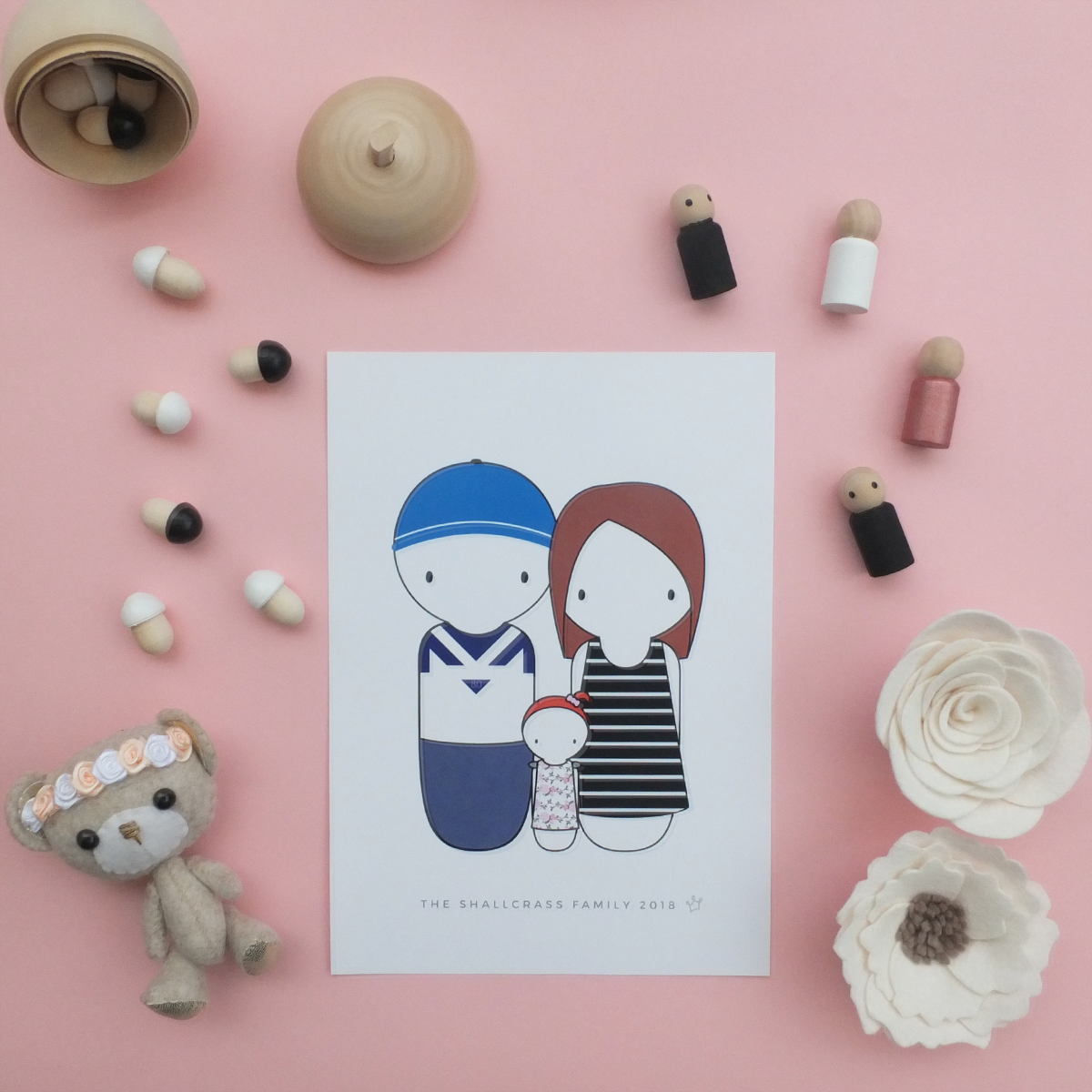 Custom Personalised Peg Doll Family Portrait | Sweet Petite