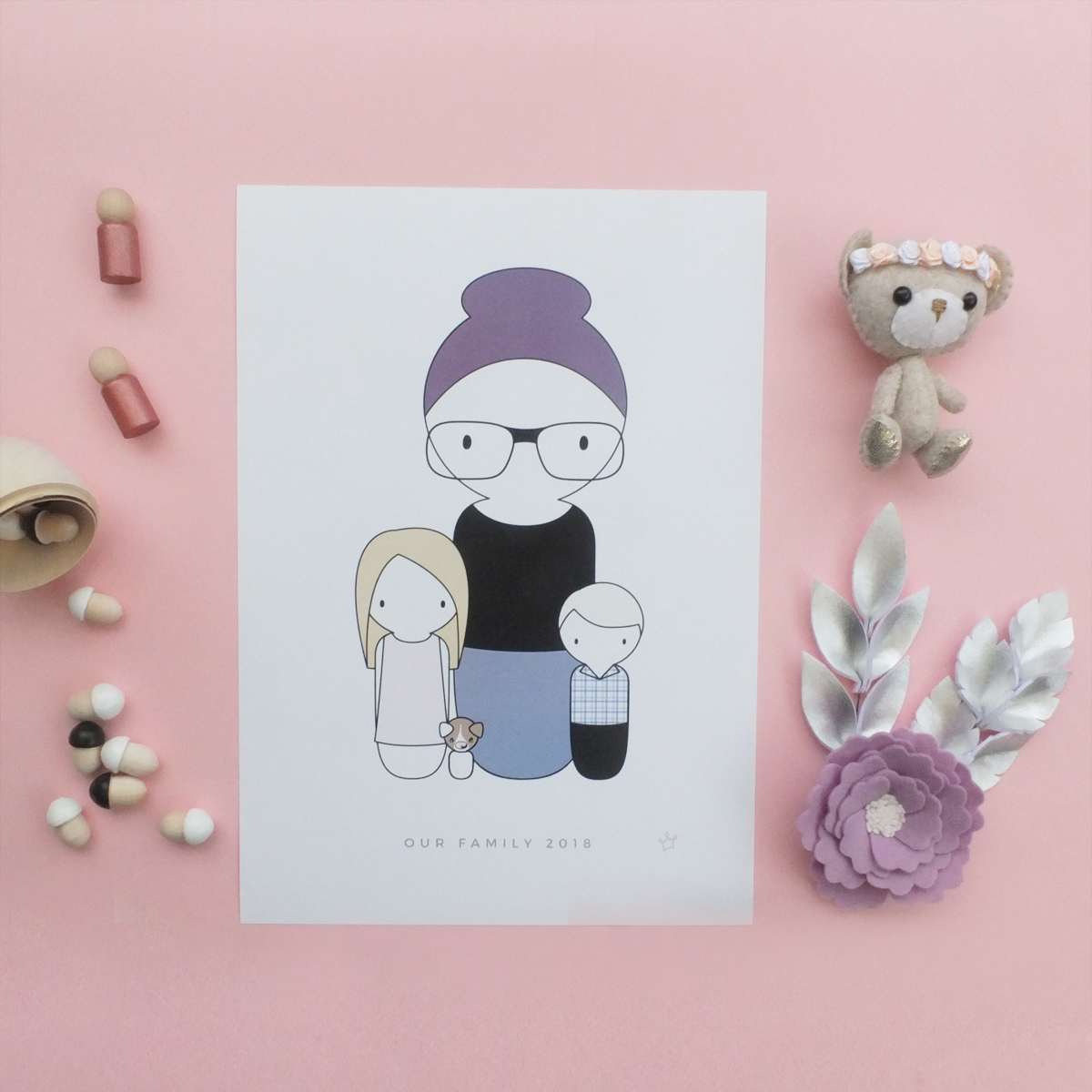 Custom Personalised Peg Doll Family Portrait | Sweet Petite