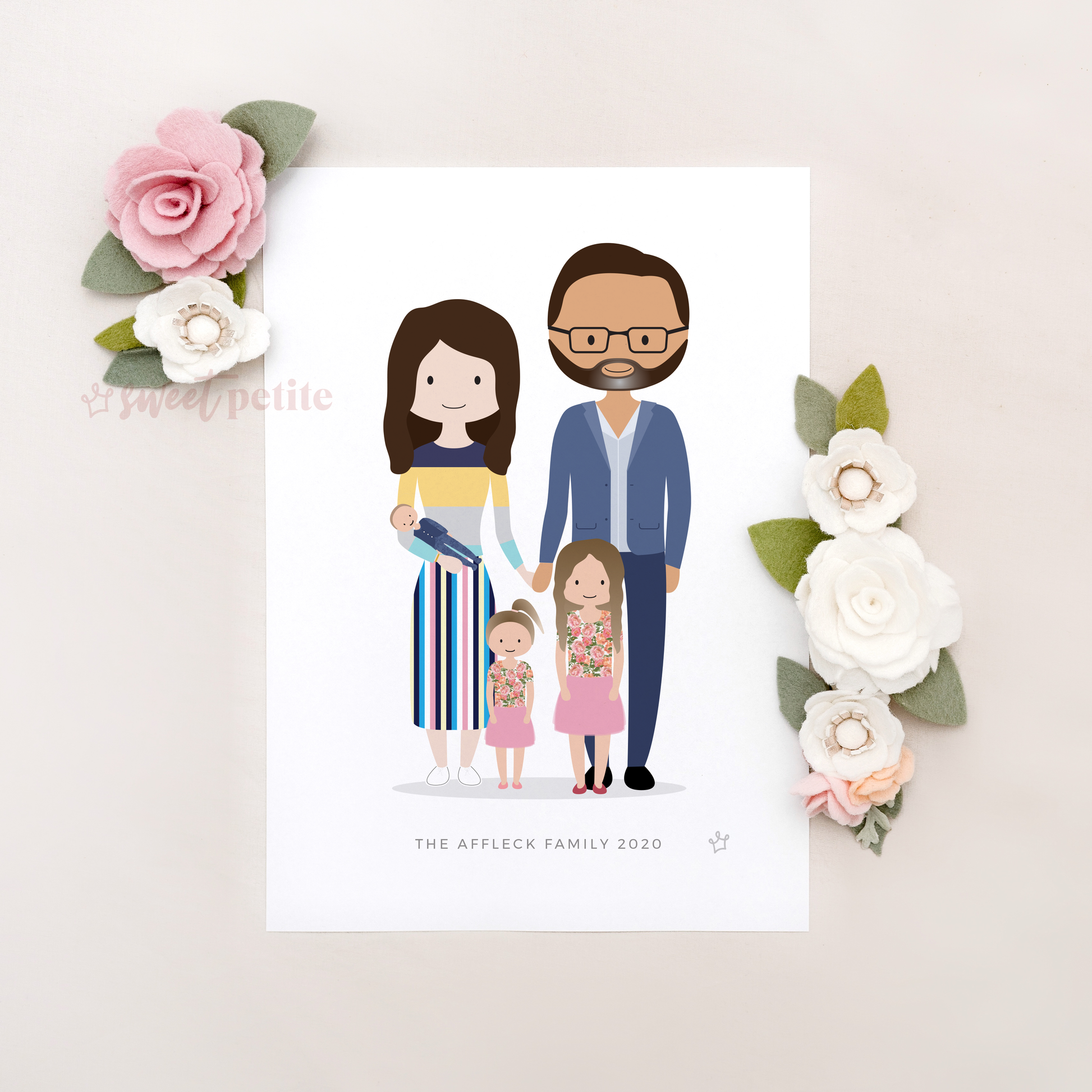 Sweet Petite | Bespoke Portrait Print | Personalised Family Art, Personalised Portrait, Personalised Print, Custom Family Artwork
