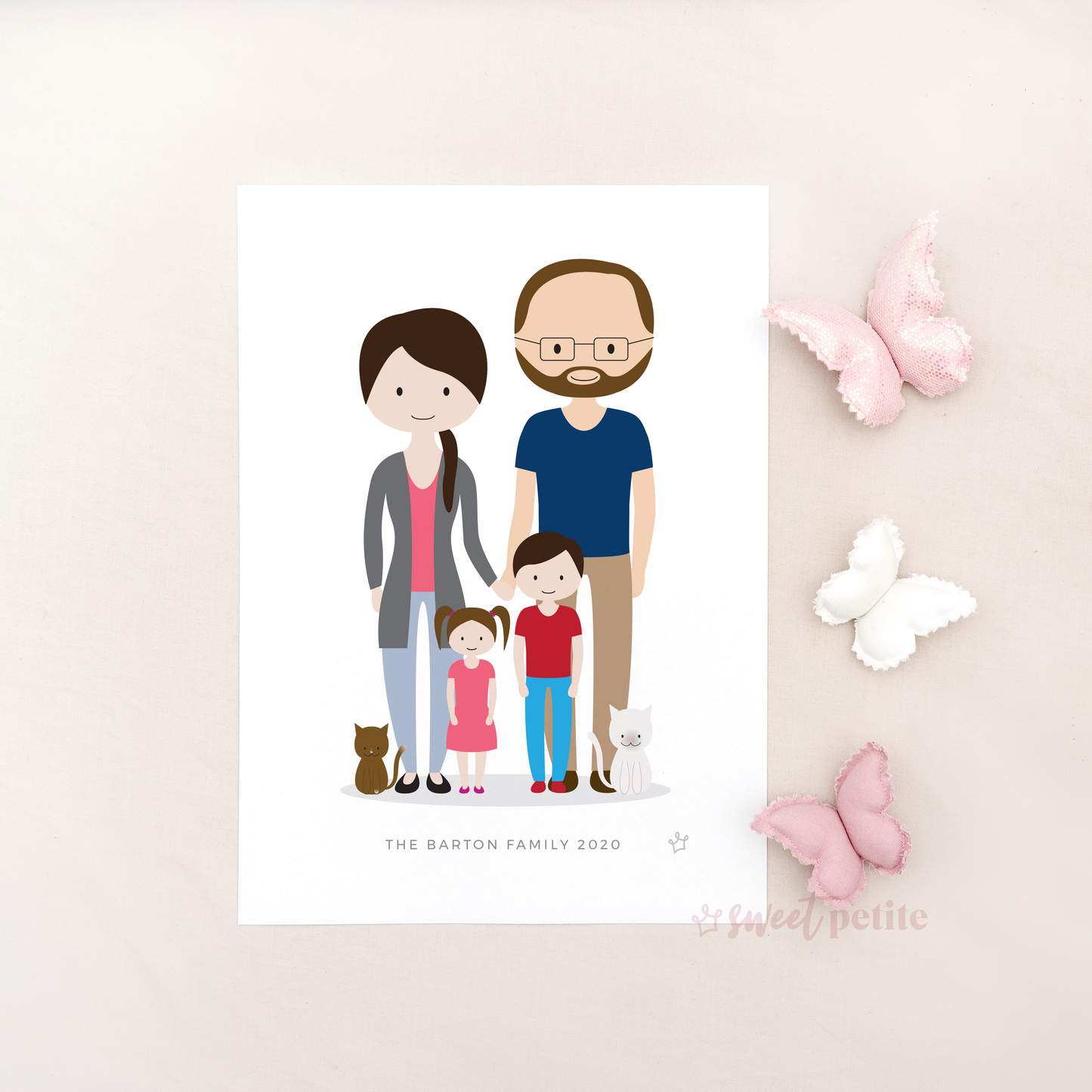 Sweet Petite | Bespoke Portrait Print | Personalised Family Art, Personalised Portrait, Personalised Print, Custom Family Artwork