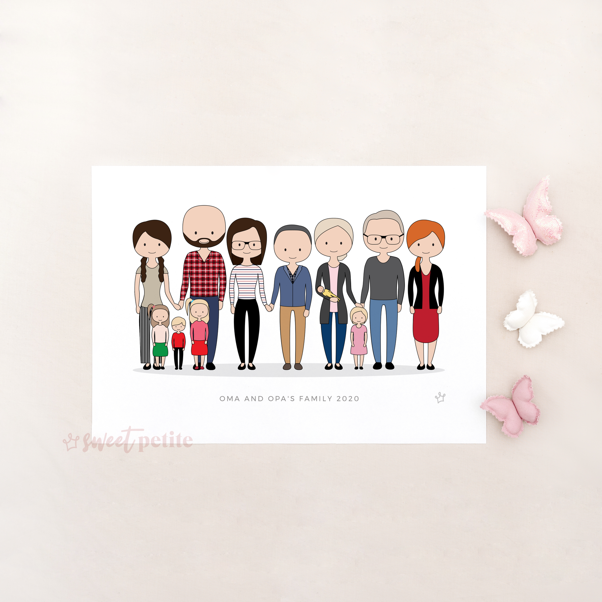 Sweet Petite | Bespoke Portrait Print | Personalised Family Art, Personalised Portrait, Personalised Print, Custom Family Artwork