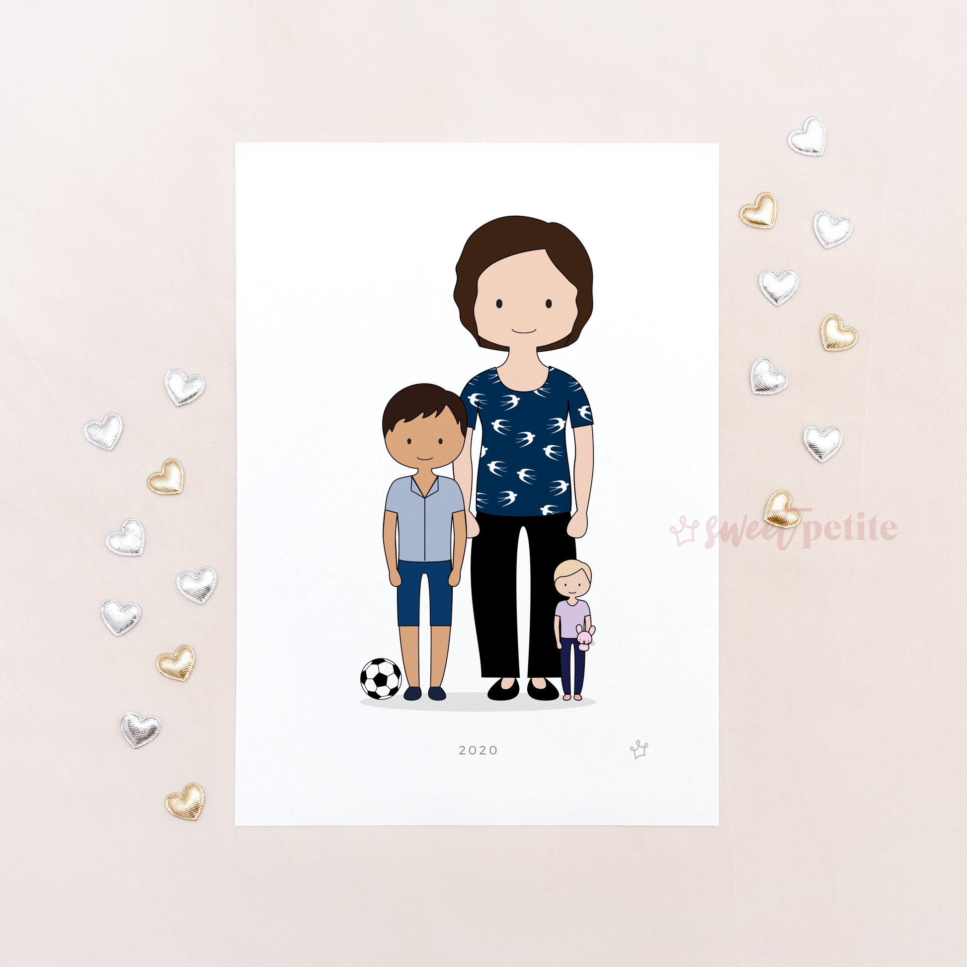 Sweet Petite | Bespoke Portrait Print | Personalised Family Art, Personalised Portrait, Personalised Print, Custom Family Artwork