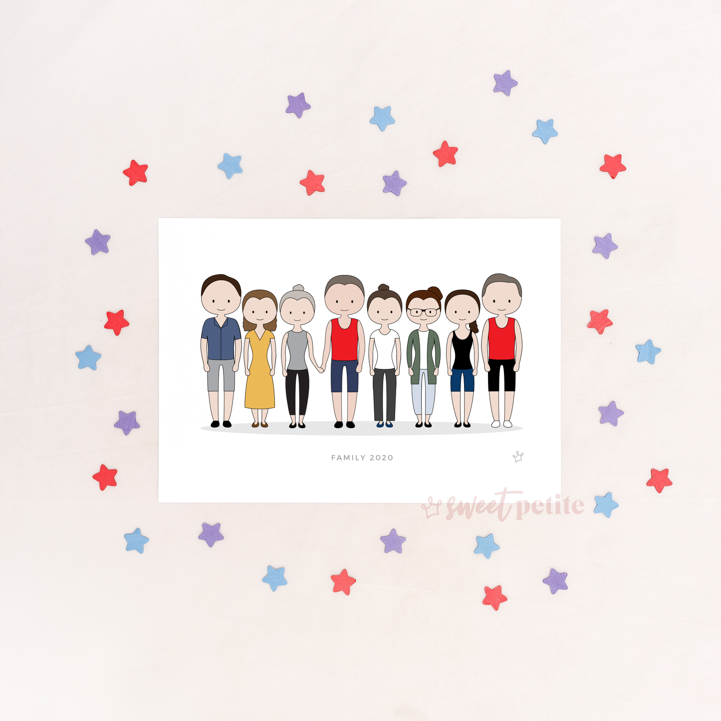 Sweet Petite | Bespoke Portrait Print | Personalised Family Art, Personalised Portrait, Personalised Print, Custom Family Artwork