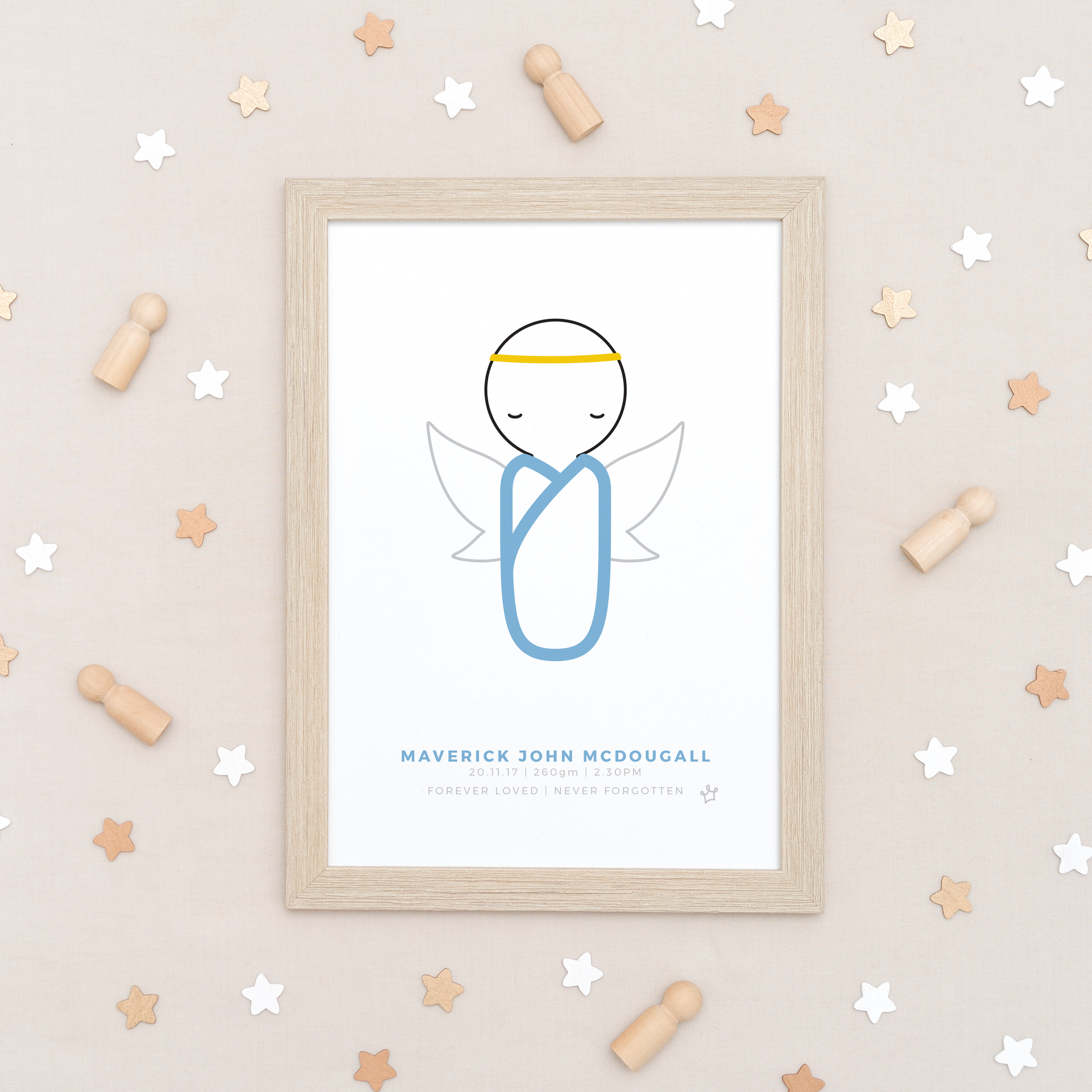 Sweet Petite | Angel Baby memorial print, remembrance print, peg angel keepsake, baby loss memorial print