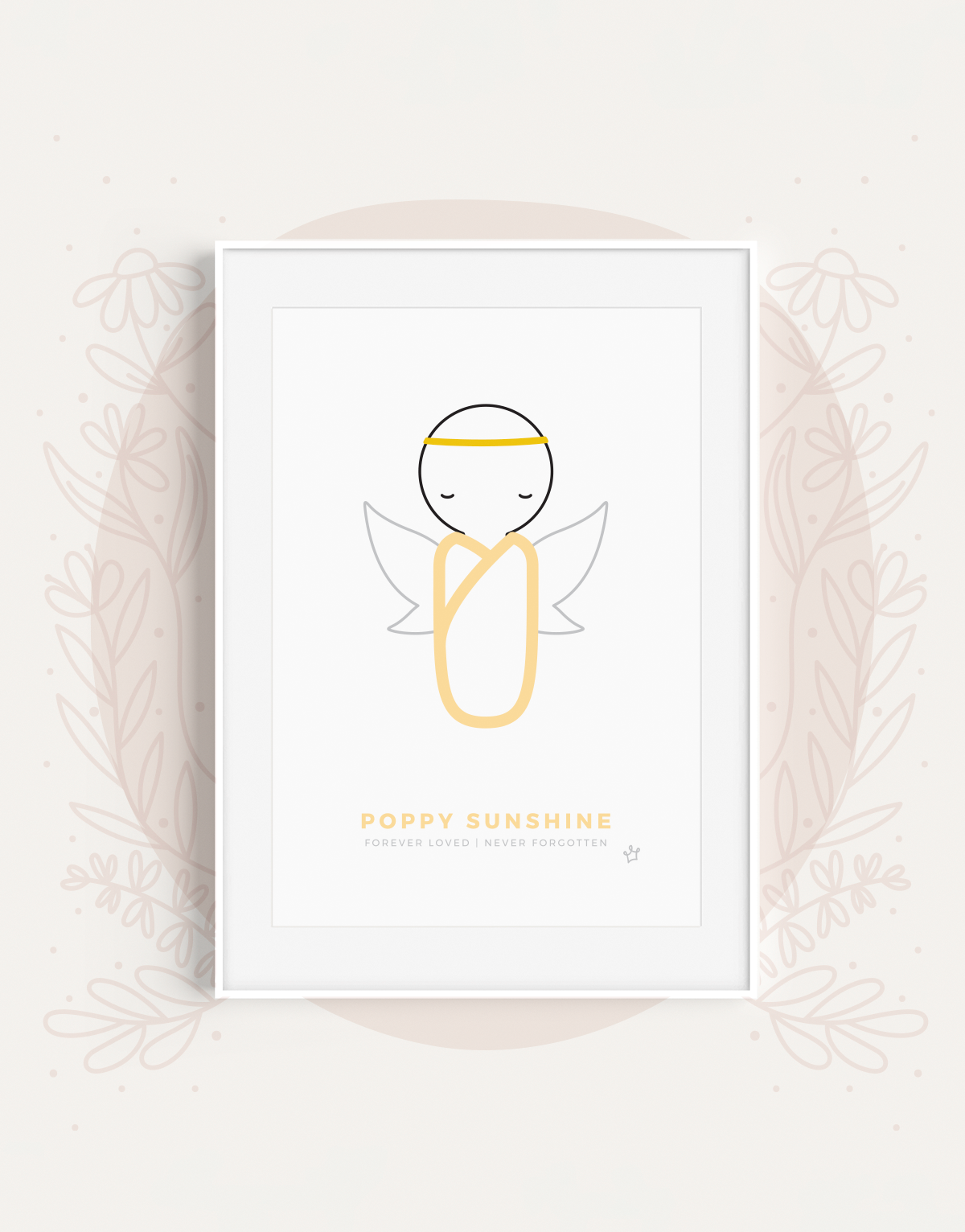 Sweet Petite | Angel Baby memorial print, remembrance print, peg angel keepsake, baby loss memorial print