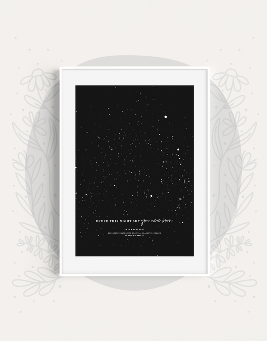 the night sky birth print