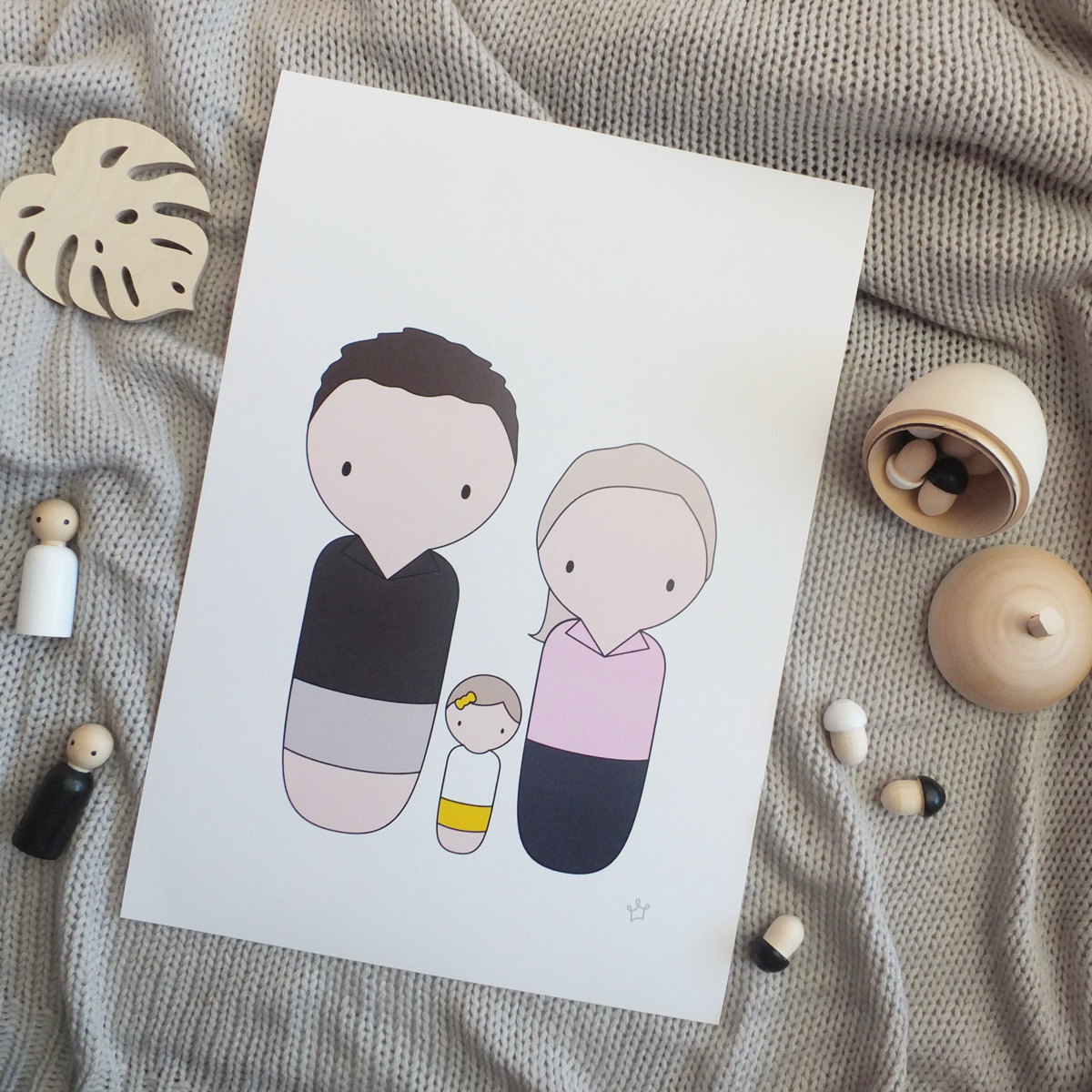 Custom Personalised Peg Doll Family Portrait | Sweet Petite