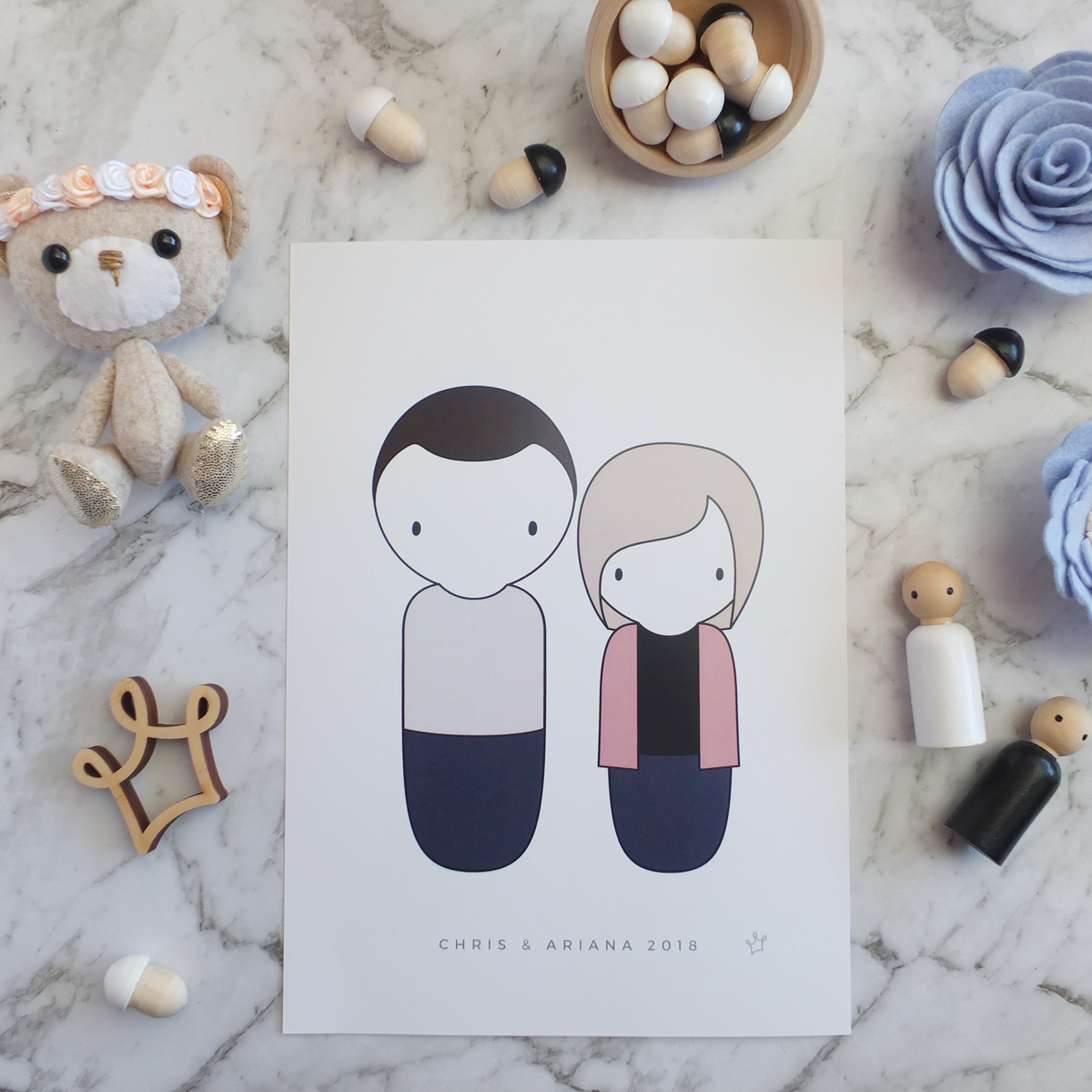 Custom Personalised Peg Doll Family Portrait | Sweet Petite